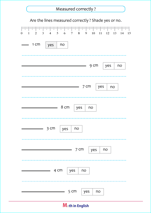 length of lines in cm