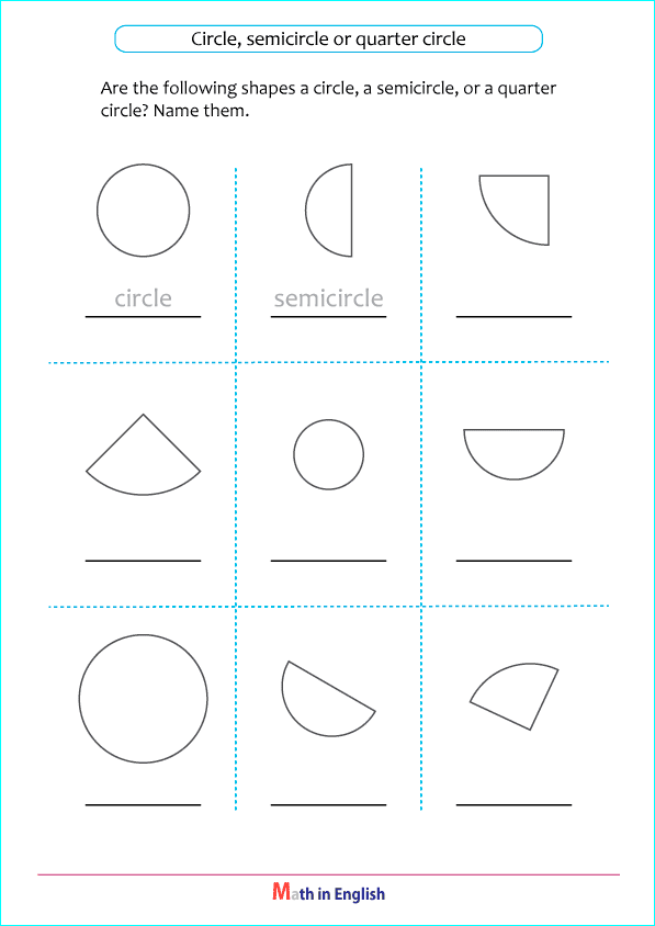 semicircles, quarter circles and full circles