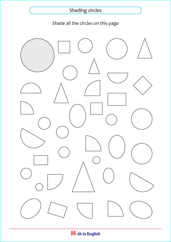 shade semicircles, quarter circles and full circles