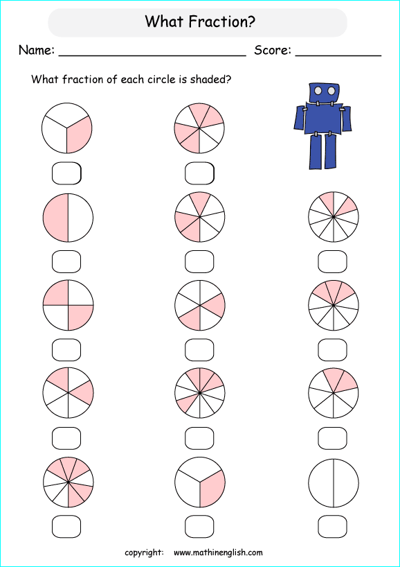 printable fraction with pictures and shapes worksheets for kids in primary and elementary math class 