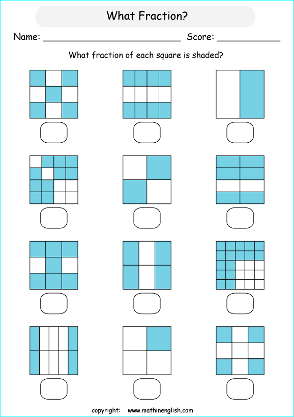 printable fraction with pictures and shapes worksheets for kids in primary and elementary math class 