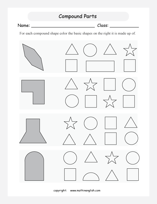 compound shapes geometry math worksheets for primary math class 