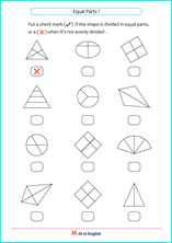 are the shapes equally divided fraction