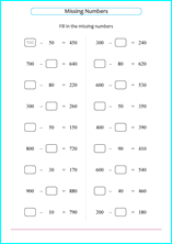missing numbers within 1,000 worksheet