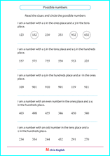 place value worksheet within 1000
