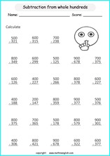 printable math 3 digit subtraction worksheets for kids in primary and elementary math class 