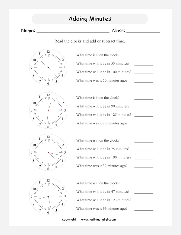 telling time worksheets for primary math