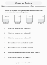measuring volume and capacity worksheets for primary math  