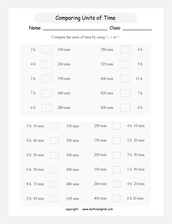 conversion of units of time worksheets for primary math