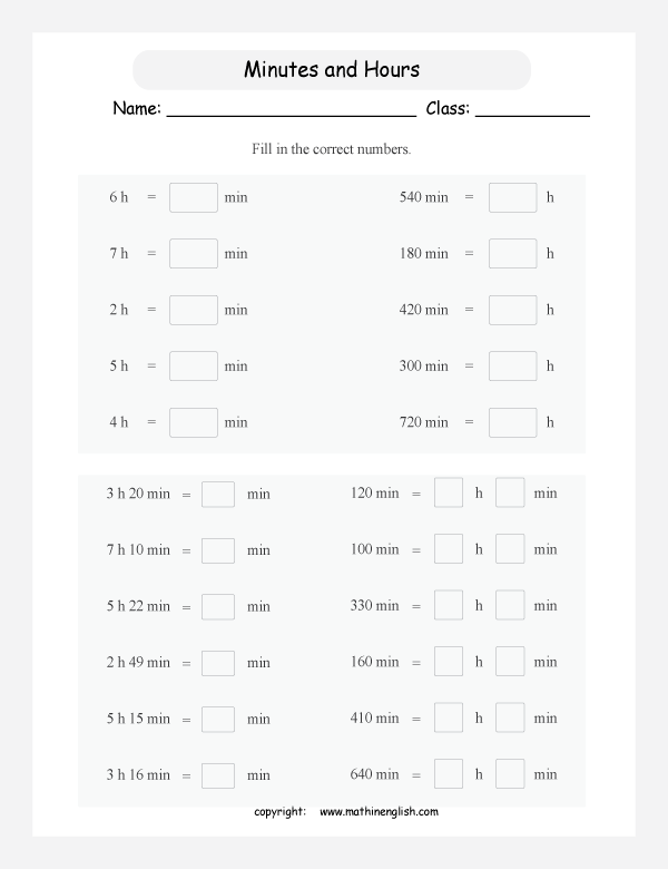 conversion of units of time worksheets for primary math