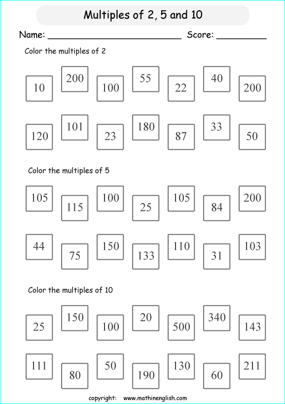 Find the multiples and color them math multiples worksheet for grades 3