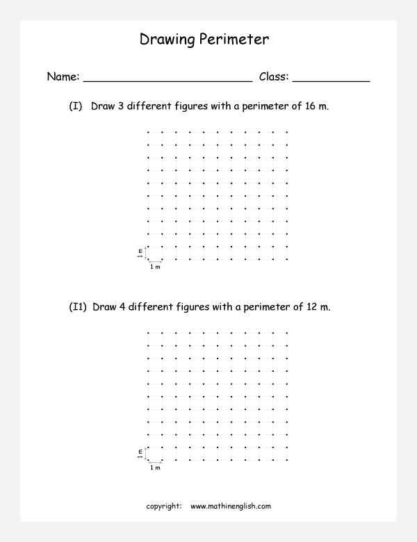 area and perimeter basics math worksheets for primary math class 