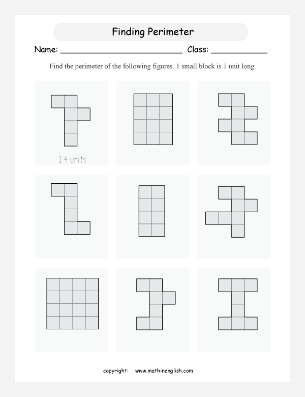 Find The Perimeter Of The Following Shapes Made Up Of Blocks Of 1 Unit