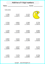 printable math addition large numbers worksheets