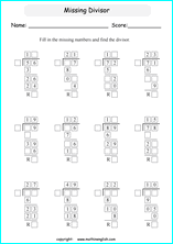 printable math missing numbers division worksheets for kids in primary and elementary math class 