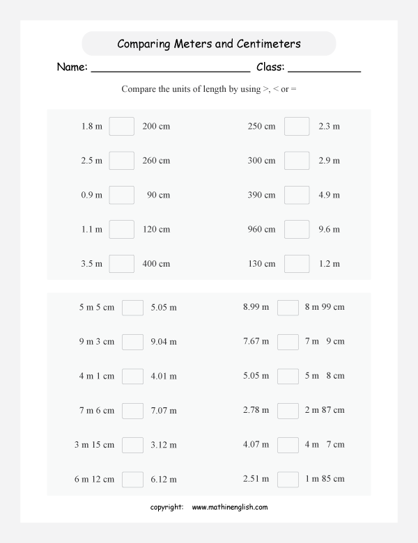 length conversion metric units worksheets for primary math  
