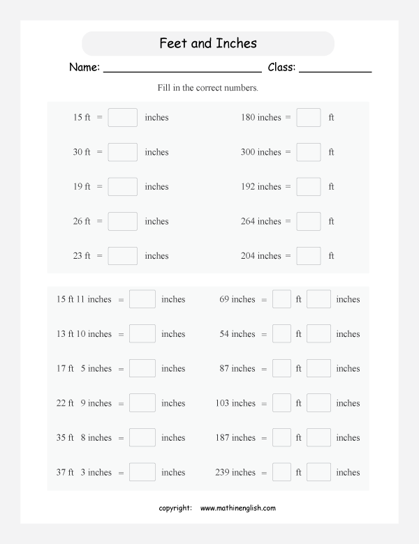 length conversion imperial units worksheets for primary math  