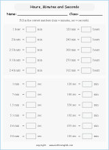 conversion of units of time worksheets for primary math
