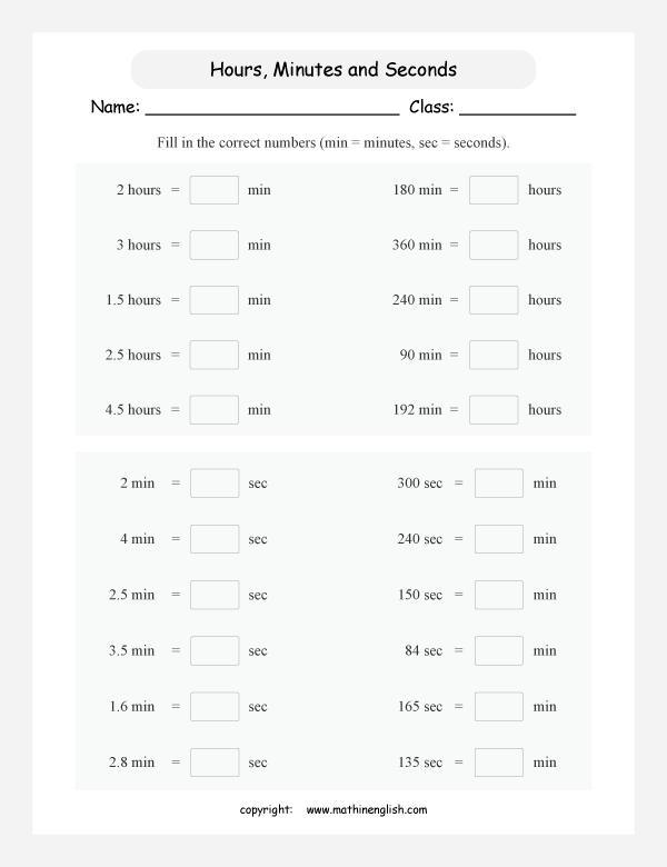 conversion of units of time worksheets for primary math