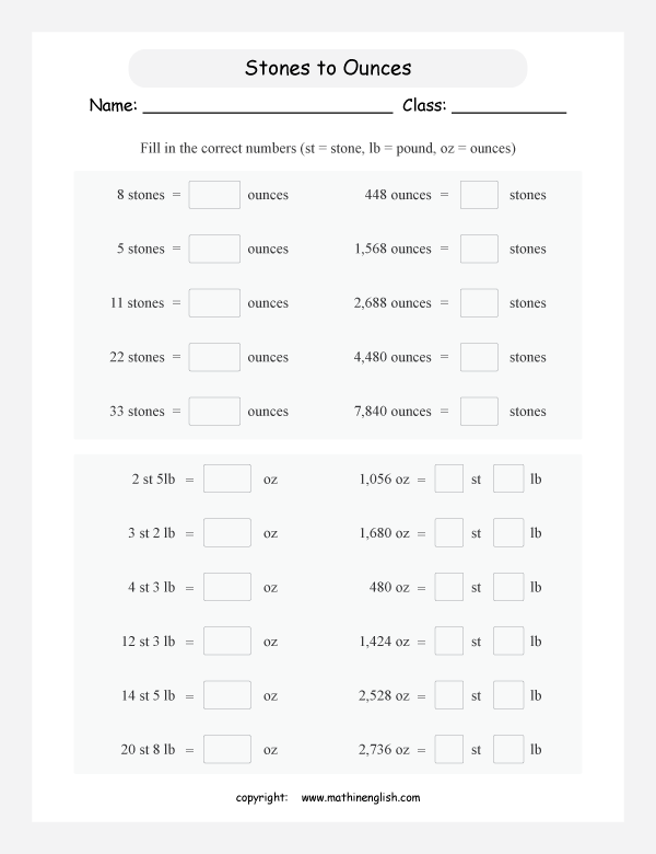 conversion of imperial units of mass worksheets for primary math  