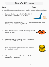 time word problems for primary math