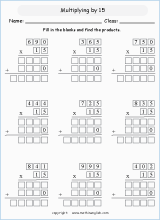printable math multiplication of 3 digits worksheets for kids in primary and elementary math class 