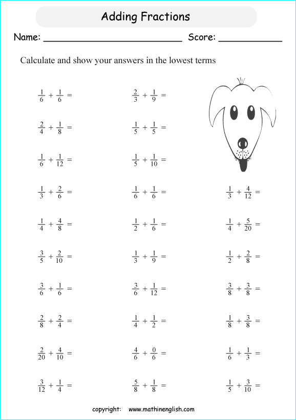 adding-fractions-with-denominators-that-are-multiples-of-one-another-grade-4-fraction-worksheet