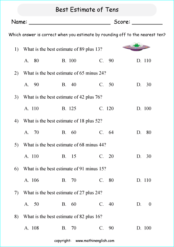 Multiple Choice Math Worksheets For First Grade