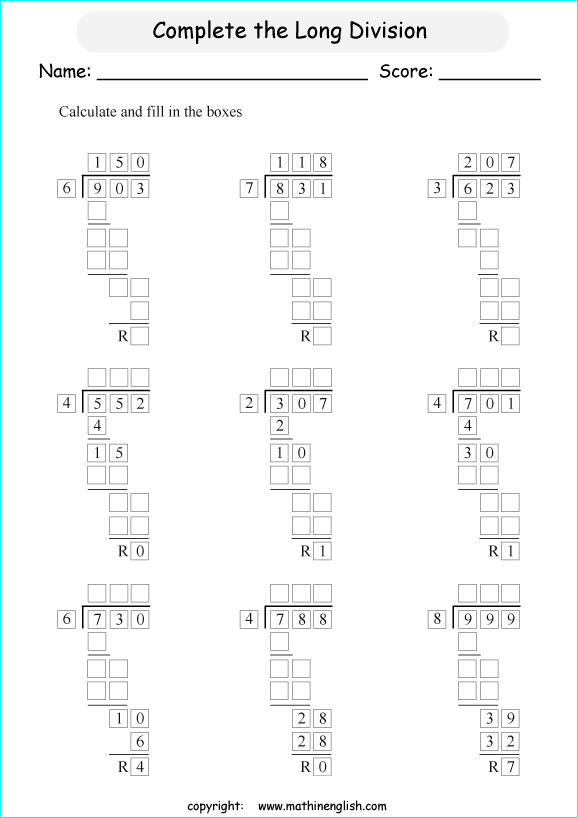 printable 3 digit long division worksheets for kids in primary and elementary math class 