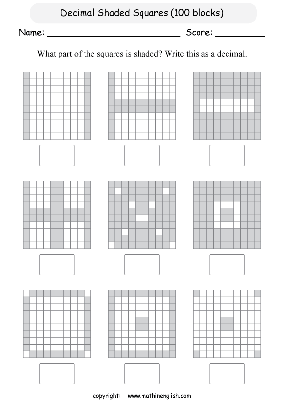 printable decimals with pictures  worksheets for kids in primary and elementary math class 