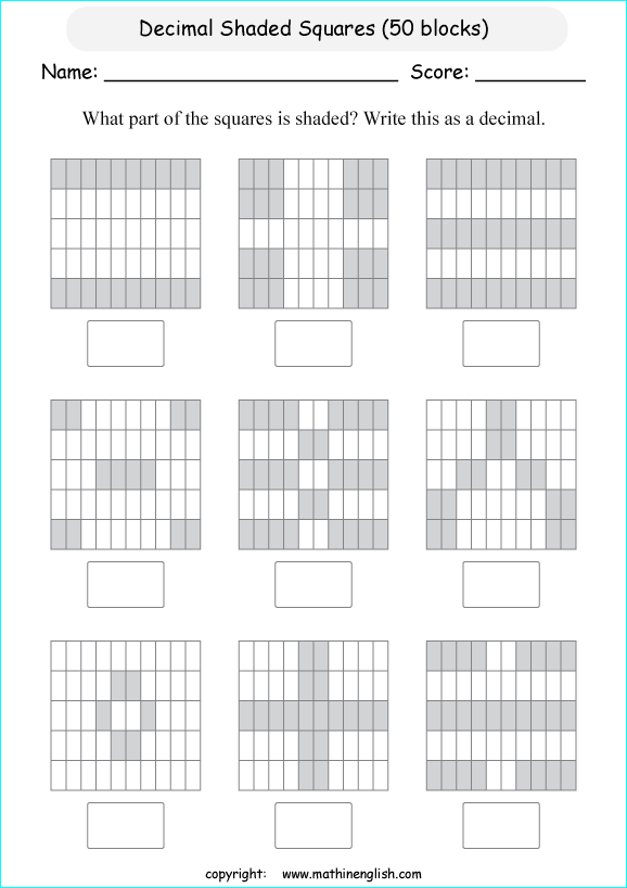 printable decimals with pictures  worksheets for kids in primary and elementary math class 