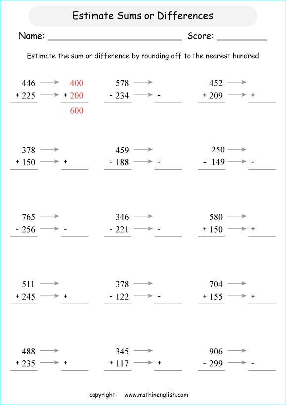 printable math addition estimation worksheets