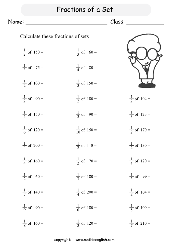 printable fractions of a set worksheets for kids in primary and elementary math class 