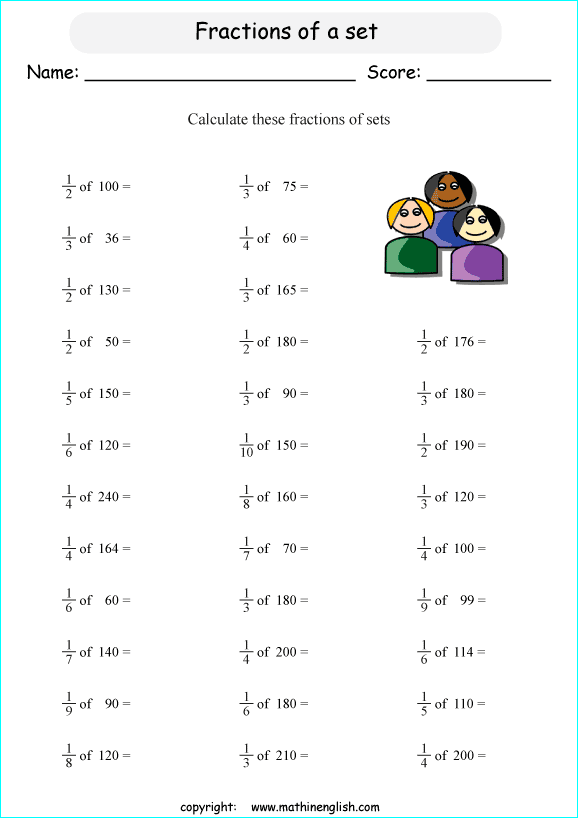 Calculate the fractions of sets not exceeding 100. Great grade 4 math