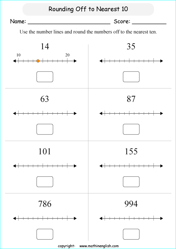 Use the number lines when rounding off to the nearest tens. Grade 4