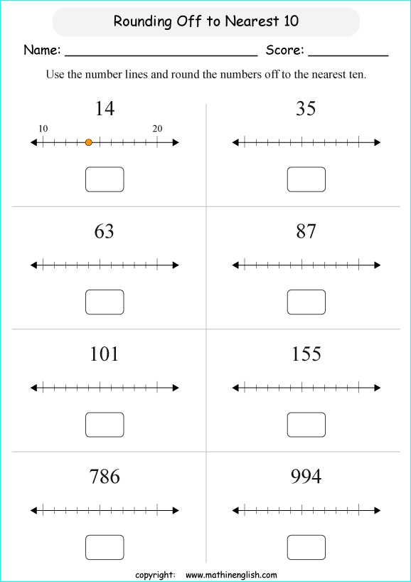 printable math rounding off the nearest 10 worksheets for kids in primary and elementary math class 