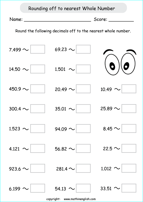 Rounding Off Whole Numbers Worksheets For Grade 4
