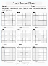 area and perimeter in compound shapes worksheets for primary math  