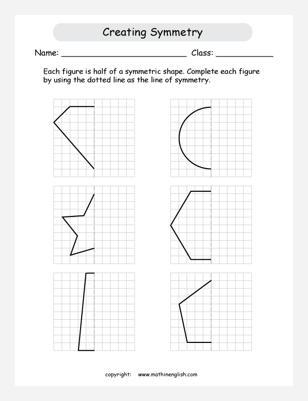 Copy the half of each shape on the right side of the grid to create a