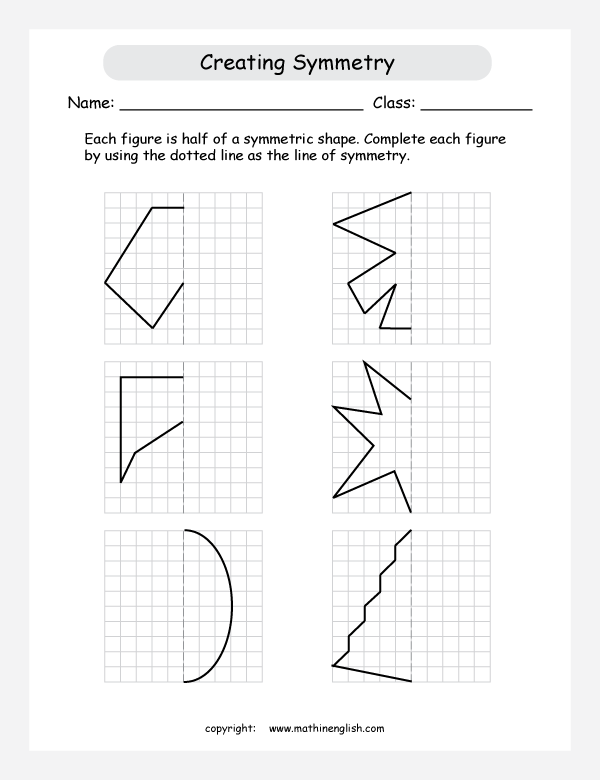 symmetry geometry math worksheets for primary math class 