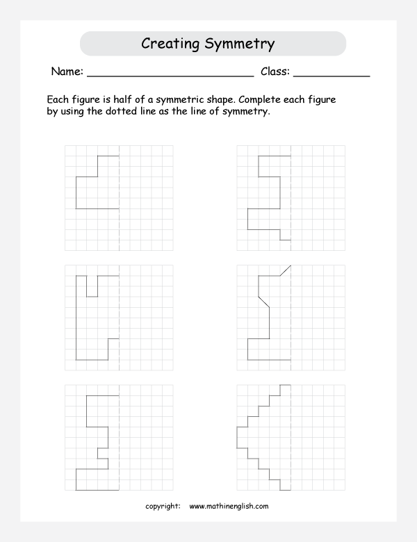 symmetry geometry math worksheets for primary math class 