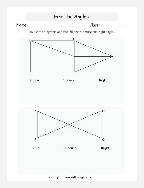  angle properties geometry math worksheets for primary math class 