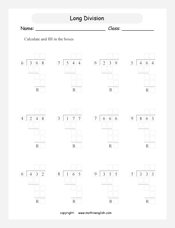 Divided 3 Digit Numbers By 1 Digit Using The Long Division Methods These Division Sums Have 