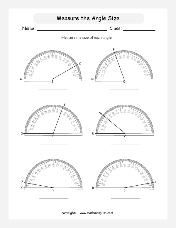 drawing and measuring angles geometry math worksheets for primary math class 