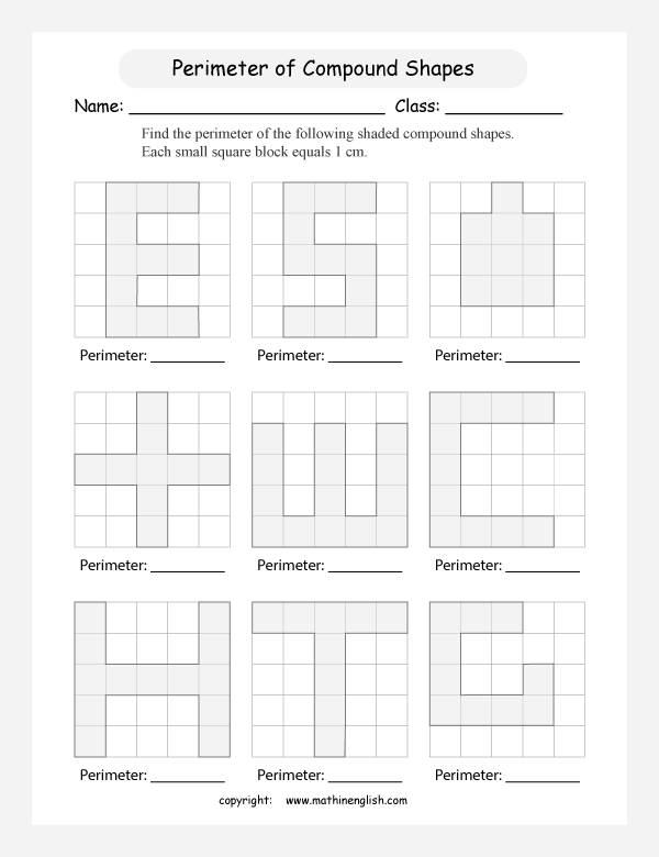 area and perimeter in compound shapes worksheets for primary math  