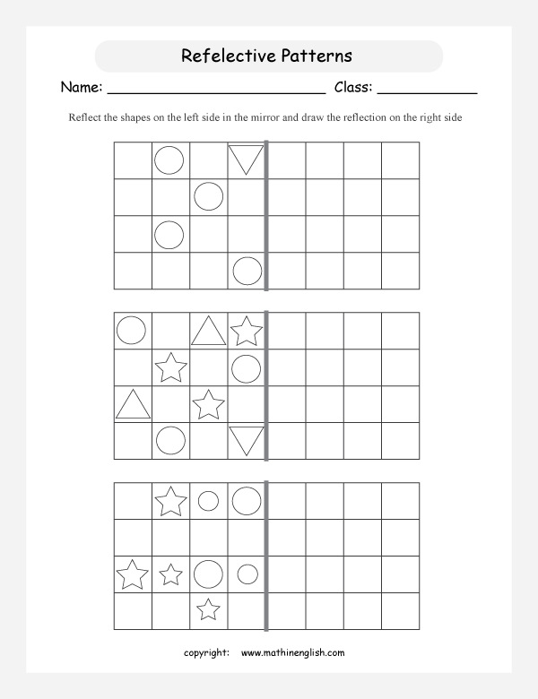 symmetry geometry math worksheets for primary math class 