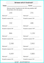 printable math rounding off the nearest 100 worksheets for kids in primary and elementary math class 
