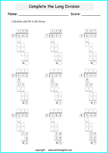 printable 3 digit long division worksheets for kids in primary and elementary math class 