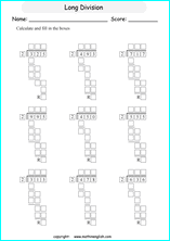 printable math division of 3 digits worksheets for kids in primary and elementary math class 