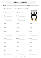 printable math rounding off the nearest 100 worksheets for kids in primary and elementary math class 